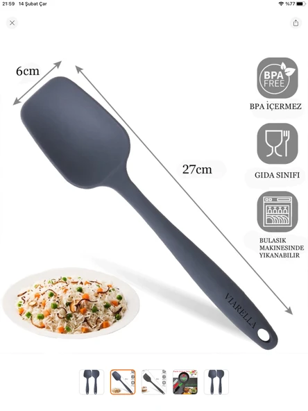 Pink Rose Yanmaz Yapışmaz Silikon Spatula ,3lü Set Antrasit - 4