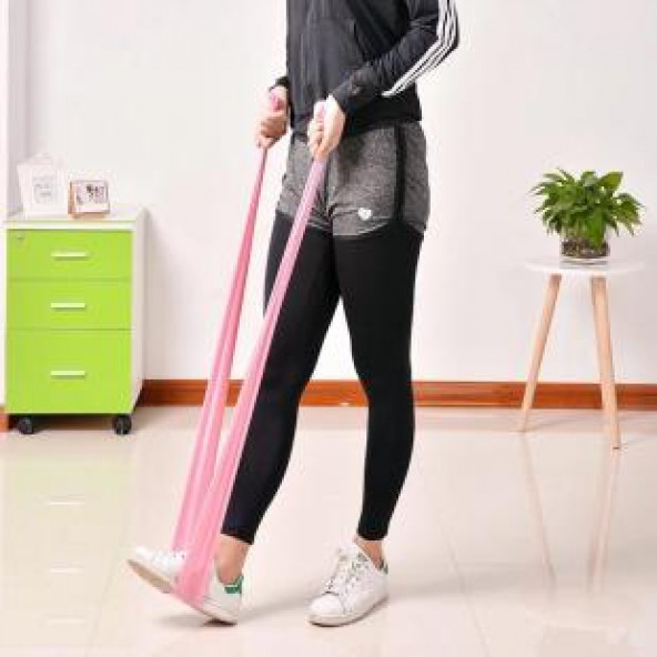 Leyaton Pilates Bandı Jimnastik Plates Lastiği 90x15 Cm Egzersiz Aerobik Bant 1 Adet Pembe - 2