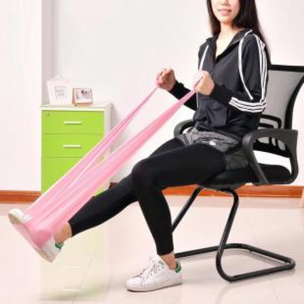 Leyaton Pilates Bandı Jimnastik Plates Lastiği 90x15 Cm Egzersiz Aerobik Bant 1 Adet Pembe - 3
