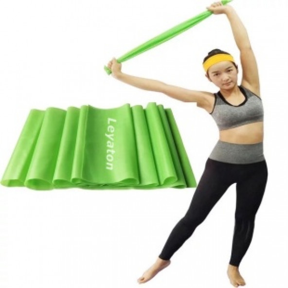 Leyaton Pilates Bandı Jimnastik Plates Lastiği 120x15 Cm Egzersiz Aerobik Bant 1 Adet Yeşil - 2
