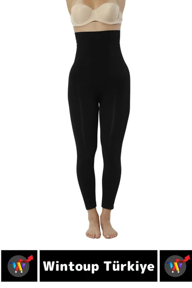 Doğal Görünüm Çift Kat Bel 2 Beden İncelten Vücut Toparlayıcı LAZER KESİM Yüksek Bel Korse Tayt - Resim 3