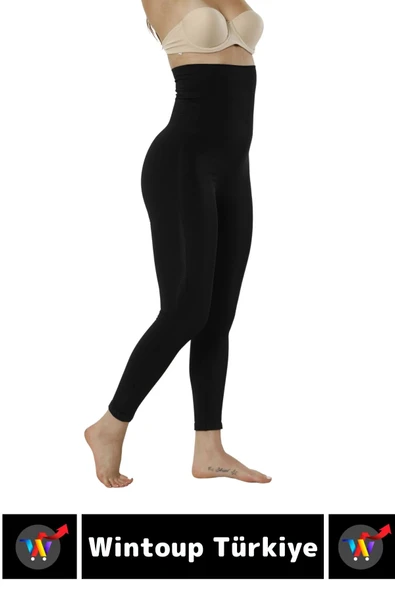 Doğal Görünüm Çift Kat Bel 2 Beden İncelten Vücut Toparlayıcı LAZER KESİM Yüksek Bel Korse Tayt - Resim 4