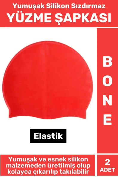 Özel Üretim Su Geçirmez Elastik Yüzücü Havuz Deniz Yüzme Şapkası Yumuşak Silikon Bone 2 Adet