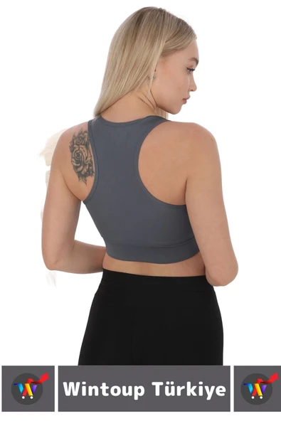 Özel Üretim Göğüs Toparlayıcı Sarkma Önleyen Spor Gündelik Kullanım Fermuarlı Şık Crop Büstiyer - 5