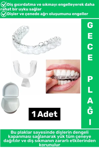Diş Çene Sıkma Gıcırdatma Bruksizm Önleyici Gece Plağı Koruyucu Uyku Aparatı Protez Kaplı 1 Adet