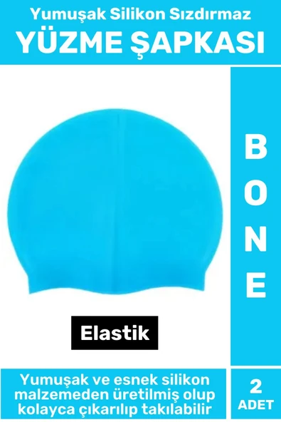 Özel Üretim Su Geçirmez Elastik Yüzücü Havuz Deniz Yüzme Şapkası Yumuşak Silikon Bone 2 Adet