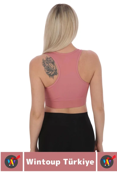 Özel Üretim Göğüs Toparlayıcı Sarkma Önleyen Spor Gündelik Kullanım Fermuarlı Şık Crop Büstiyer - Resim 5