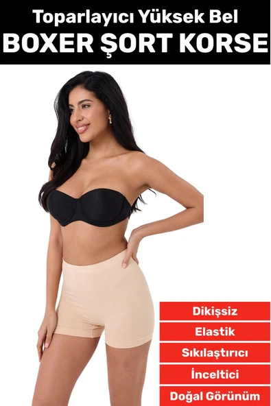 Özel Üretim İz Göstermez Yüksek Bel Sıkılaştırıcı İnceltici Toparlayıcı Dikişsiz Boxer Şort Korse ürün görseli
