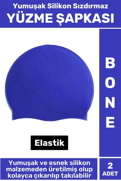Özel Üretim Su Geçirmez Elastik Yüzücü Havuz Deniz Yüzme Şapkası Yumuşak Silikon Bone 2 Adet