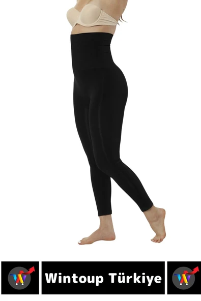 Doğal Görünüm Çift Kat Bel 2 Beden İncelten Vücut Toparlayıcı LAZER KESİM Yüksek Bel Korse Tayt - Resim 5