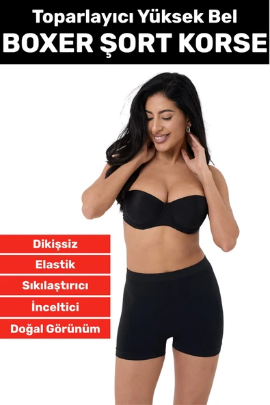 Özel Üretim İz Göstermez Yüksek Bel Sıkılaştırıcı İnceltici Toparlayıcı Dikişsiz Boxer Şort Korse ürün görseli