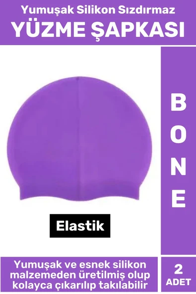 Özel Üretim Su Geçirmez Elastik Yüzücü Havuz Deniz Yüzme Şapkası Yumuşak Silikon Bone 2 Adet