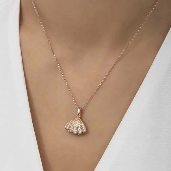 Gümüş Rose İncili İstiridye Bayan Kolye - Resim 5