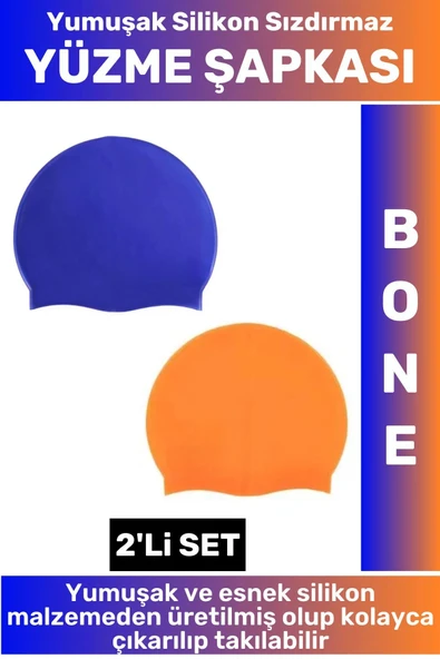 Özel Üretim Su Geçirmez Elastik Yumuşak Yüzücü Havuz Deniz Yüzme Şapkası Silikon Bone 2'Li SET