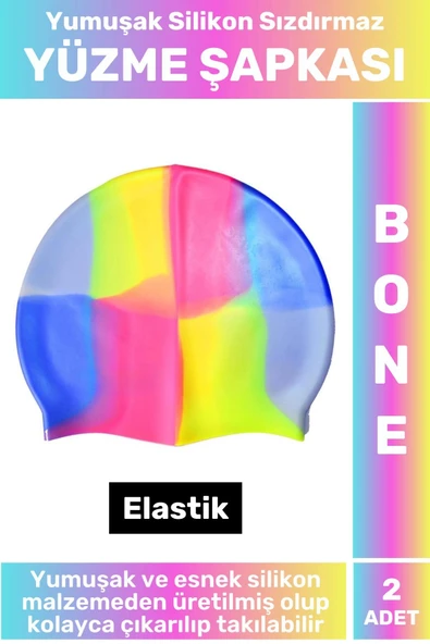 Özel Üretim Su Geçirmez Elastik Yüzücü Havuz Deniz Yüzme Şapkası Yumuşak Silikon Bone 2 Adet