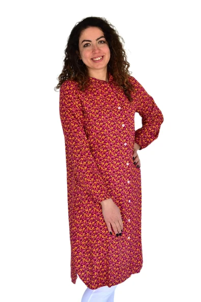 Kadın Uzun Çiçek Baskılı Desen Viscon Bluz BGL-ST04290 - Resim 3