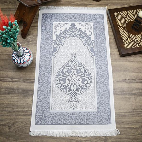 Hediyelik İpek Nur Tafta Seccade Lacivert 68x110 cm - 300 gr - 1