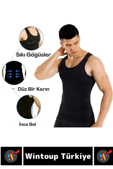 Özel Üretim Jinekomasti Dik Duruş Toparlayıcı Göbek Sıkılaştırıcı Elastik Erkek Atlet Korse - 3