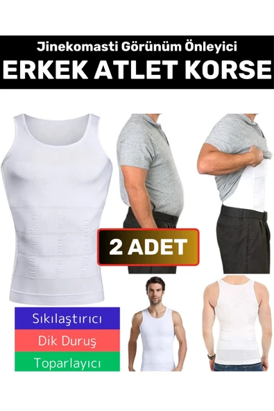 Özel Üretim Jinekomasti Dik Duruş Toparlayıcı Göbek Sıkılaştırıcı Elastik Erkek Atlet Korse 2 Adet