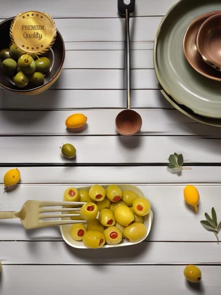 Yöresel Lezzetler Biber Dolgulu Doğal Tatlandırılmış Yeşil Zeytin (Kaya Tuzu-Su) 300 Gram - 3