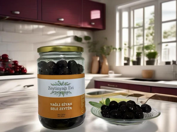 Yöresel Sele Sofralık Siyah Zeytin 720 Gram Cam Şişe Doğal Tatlandırma - 2