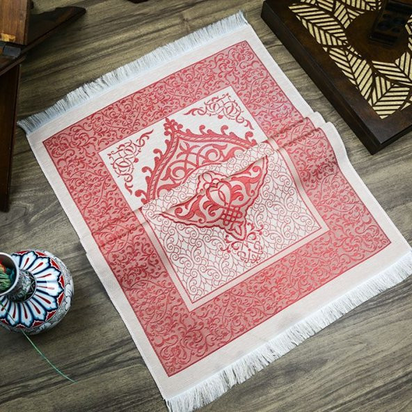 Hediyelik İpek Nur Tafta Seccade Kırmızı 68x110 cm - 300 gr - 3