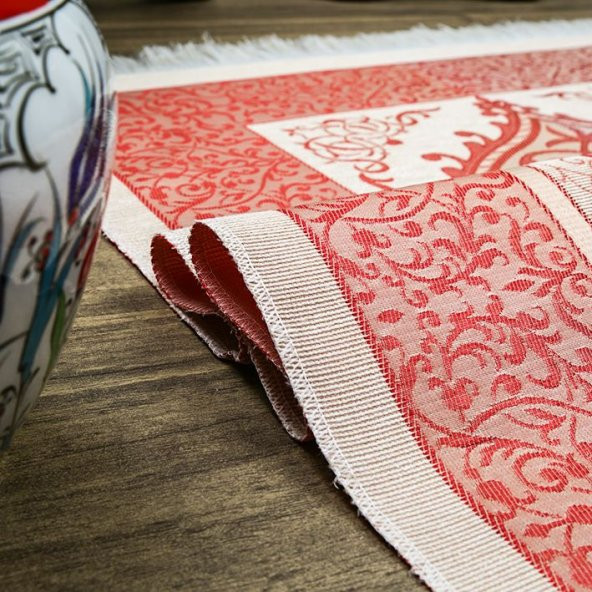 Hediyelik İpek Nur Tafta Seccade Kırmızı 68x110 cm - 300 gr - 5