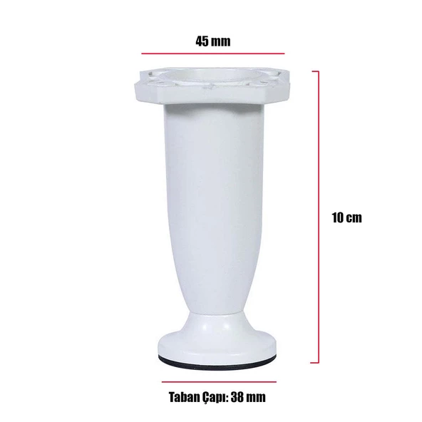 Ayarlanabilir Dolap Mobilya Koltuk Kanepe Sehpa Ayağı 10 Cm Plastik Beyaz Ayakları - 2