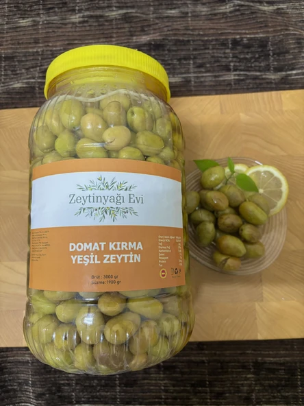 El Kırması Domat Sofralık Yeşil Zeytin İri Kalibre Pet Şişe 3000 Gram - 3