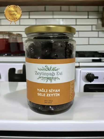 Yöresel Sele Sofralık Siyah Zeytin 720 Gram Cam Şişe Doğal Tatlandırma
