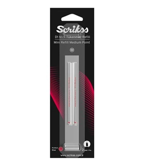 Scrikss D1 Mini Tükenmez Kalem Refili 2Li Mavi