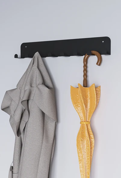 Ultra Güçlü Yapışkanlı Metal Beyaz Kapı Arkası Askılık Duvar Askılığı Banyo Mutfak Oda Askılığı Siyah - 10