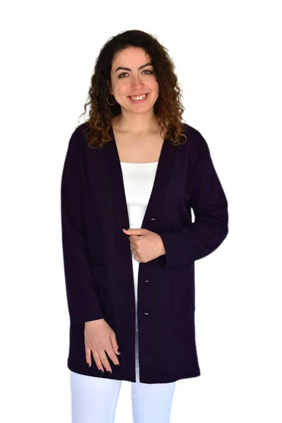 Kadın Anne Mevsimlik Düğmeli Cepli Hırka BGL-ST04313 - Resim 2