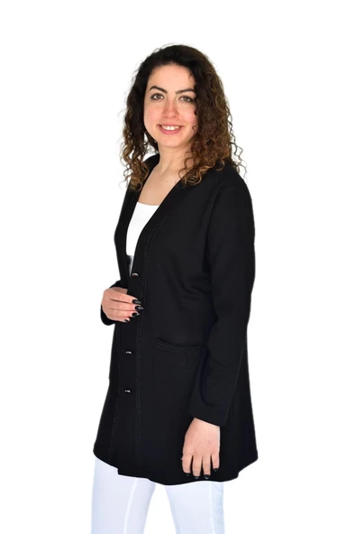 Kadın Anne Mevsimlik Düğmeli Cepli Hırka BGL-ST04313 - Resim 5