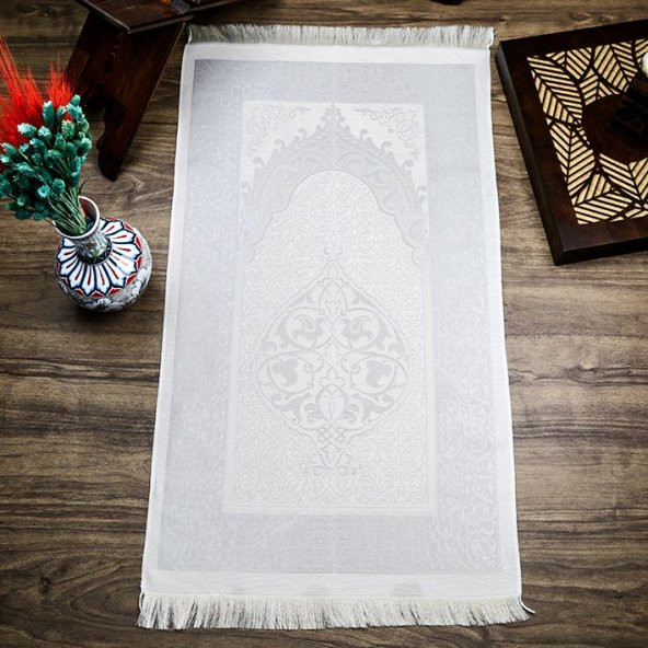 Hediyelik İpek Nur Tafta Seccade Gri 68x110 cm - 300 gr - 1