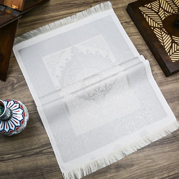 Hediyelik İpek Nur Tafta Seccade Gri 68x110 cm - 300 gr - 3
