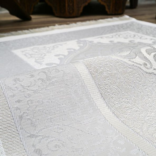 Hediyelik İpek Nur Tafta Seccade Gri 68x110 cm - 300 gr - 5