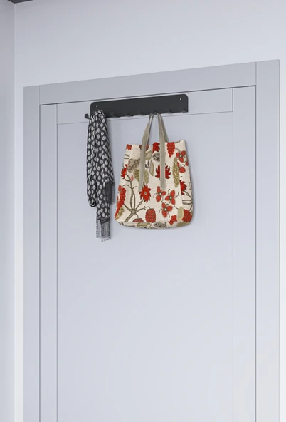 Ultra Güçlü Yapışkanlı Metal Beyaz Kapı Arkası Askılık Duvar Askılığı Banyo Mutfak Oda Askılığı Siyah - 3