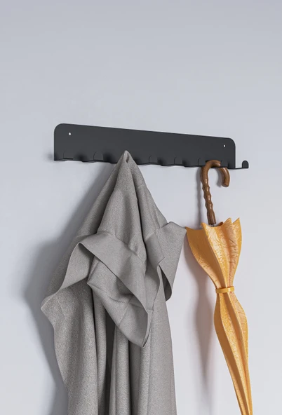 Ultra Güçlü Yapışkanlı Metal Beyaz Kapı Arkası Askılık Duvar Askılığı Banyo Mutfak Oda Askılığı Siyah - 9