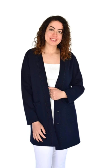 Kadın Anne Mevsimlik Düğmeli Cepli Hırka BGL-ST04313 - Resim 4