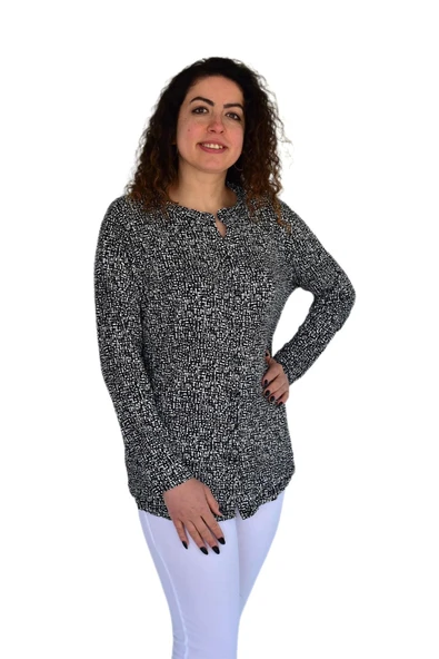 Kadın Baskılı Düğmeli Viscon Bluz BGL-ST04267 - 4