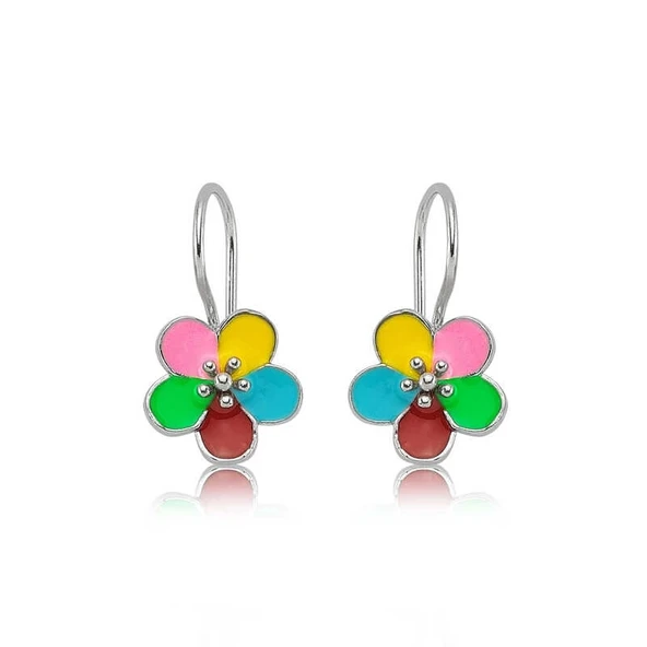 Gümüş Sallantılı Çiçek Çocuk Küpesi ürün görseli 1