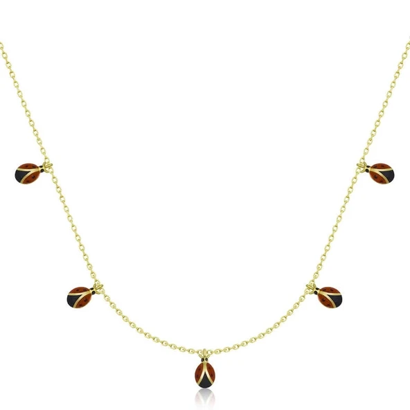 Gümüş Gold Uğur Böceği Şans Kadın Kolye ürün görseli