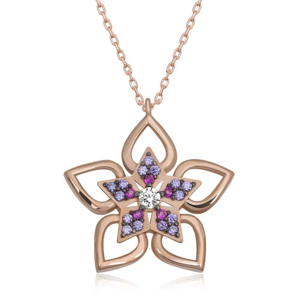 ​Gümüş Rose Çiçek Kadın Kolye ürün görseli