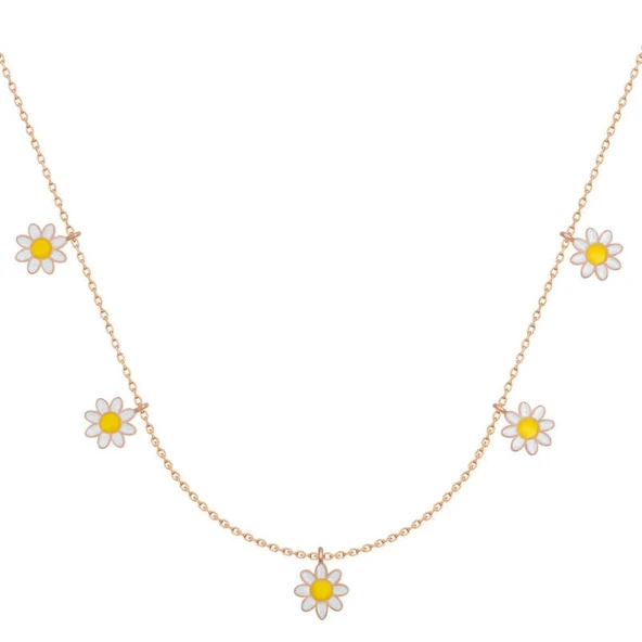 Gümüş Rose Papatya Şans Kadın Kolye ürün görseli