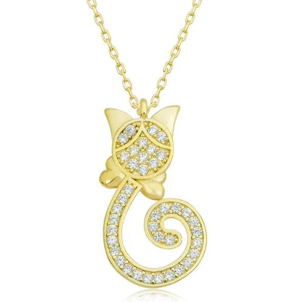 Gümüş Gold Kedi Kadın Kolye ürün görseli