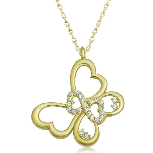 Gümüş Gold Sonsuzluk Kelebek Kadın Kolye ürün görseli