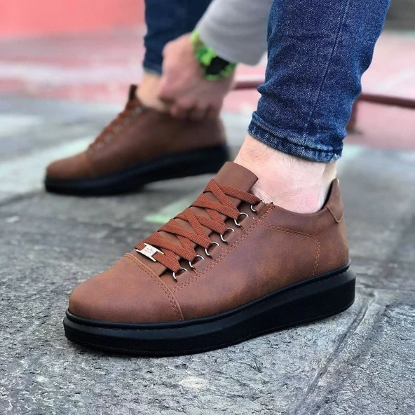 Taba Kömür Düz Erkek Casual Ayakkabı