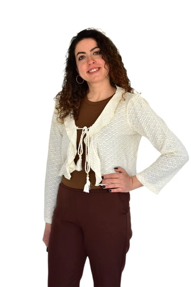 Kadın Yazlık Otantik File Bağcıklı Hırka BGL-ST04247 - 5
