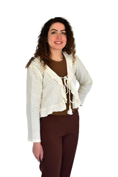 Kadın Yazlık Otantik File Bağcıklı Hırka BGL-ST04247 - 7